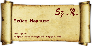 Szűcs Magnusz névjegykártya